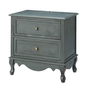 Elpenor 24"Wx16"Dx24"H Tall 2 - Drawer Blue Nightstand