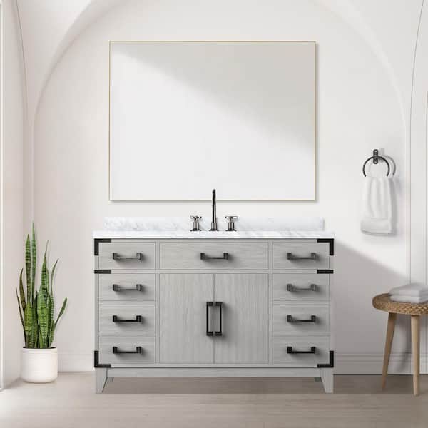 Fossa 48 in. Bath Vanity Cabinet without Top in White Oak Assembled