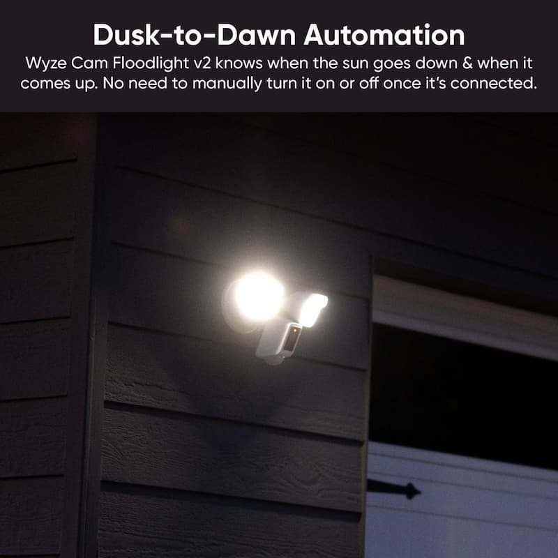 Wired Outdoor Wi-Fi Floodlight v2 Home Security Camera with 2K Video, Color Night Vision, Motion Activated LEDs - White