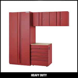 4-Piece Heavy Duty Welded Steel Garage Storage System in Red (92 in. W x 81 in. H x 24 in. D)