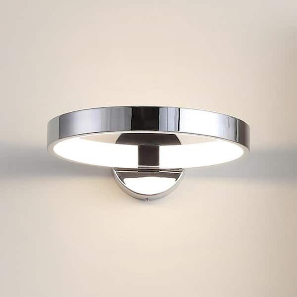 JONATHAN Y Nathaniel 12.25 in. Chrome Dimmable Integrated LED Metal Wall Sconce