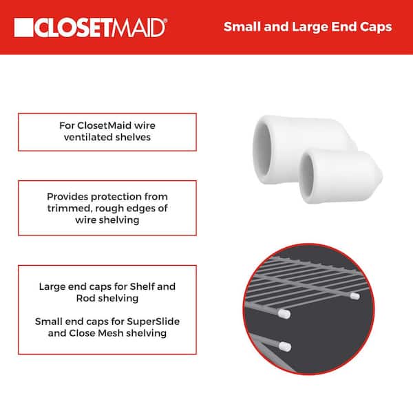 ClosetMaid Large and Small Closet Pole End Caps for Wire Shelving