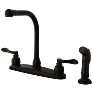NuWave French 2-Handle Deck Mount Centerset Kitchen Faucets with Side Sprayer in Oil Rubbed Bronze