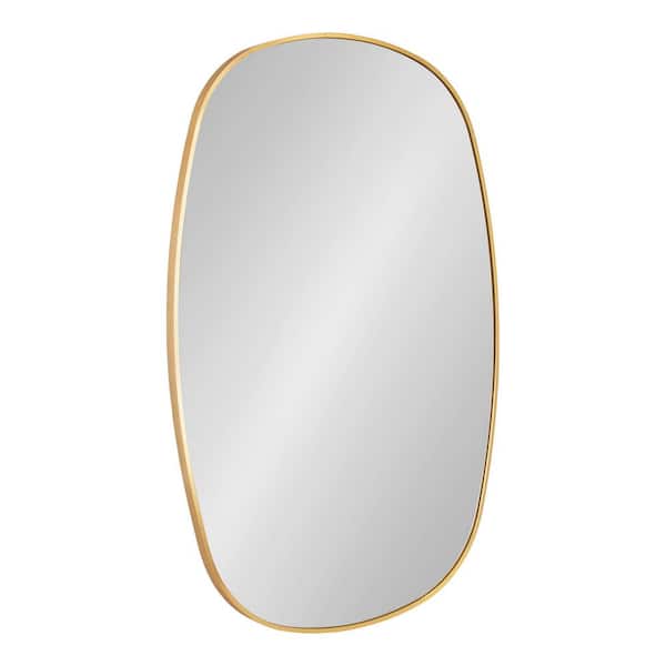 Kate and Laurel Zayda 24.05 in. W x 35.98 in. H Gold Oval Modern Framed Decorative Wall Mirror