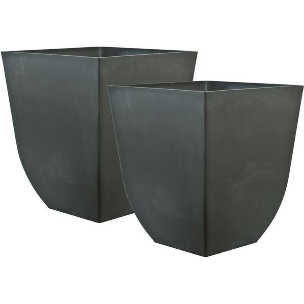 Pride Garden Products Cubo 15 in. Square Charcoal Plastic Planter (2-Pack)