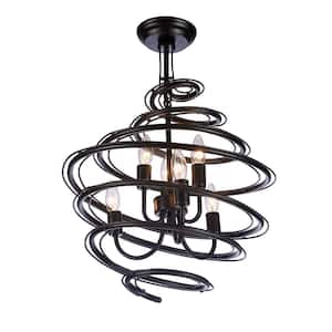 Albertus 6-Light Black Pendant with Clear Shade