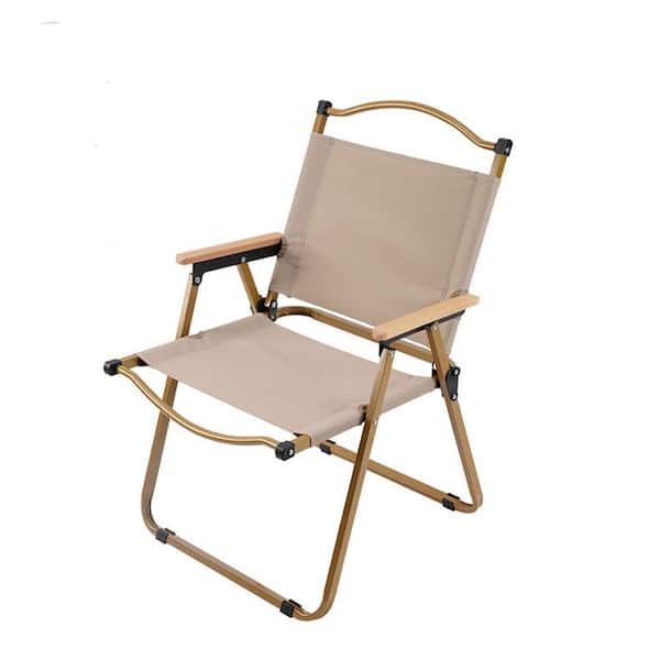 Unbranded Outdoor Folding Chair, Portable Fishing Chair Kermit Camping Beach Chair, Wood Grain Chair, Garden Chair, Beige