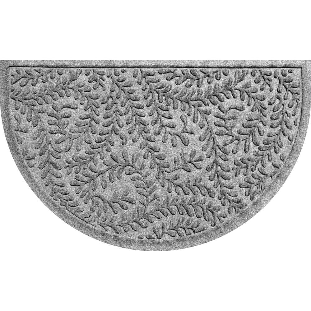 Waterhog Boxwood Medium Gray 24 in. x 39 in. Half Round PET Polyester Indoo