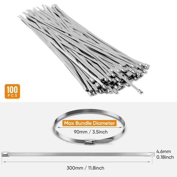 Angel Sar 11.8 in. 100-Piece Stainless Steel Chain Link Fence Tie