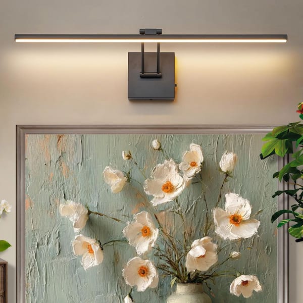 24 in. 1-Light Matte Black LED Vanity Light Bar 15-Watt Rotatable Bathroom Light Fixture Dimmable Sconce