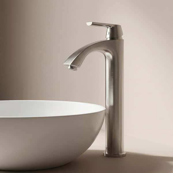 Linus Single Handle Single-Hole Bathroom Vessel Faucet in Brushed Nickel