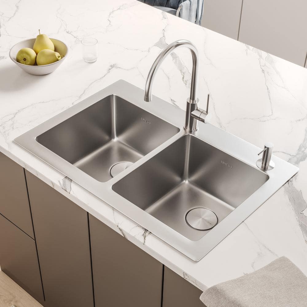 Ruvati 37" Stainless Steel Double Bowl Drop-In Kitchen Sink