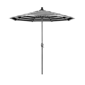 7.5 ft. Grey Aluminum Market Push Button Tilt Crank Lift Patio Umbrella in Cabana Classic Sunbrella