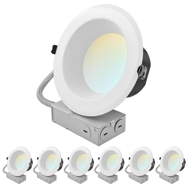 6 in. Integrated LED Recessed Light J-Box Commercial 5CCT 10/17/21W Dimmable 1000/1800/2500LM 120-277V Wet Rated 6 Pack
