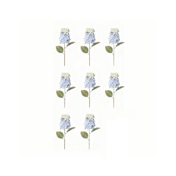 8 Piece 24 in. Blue Indoor Artificial Hydrangea Flowers