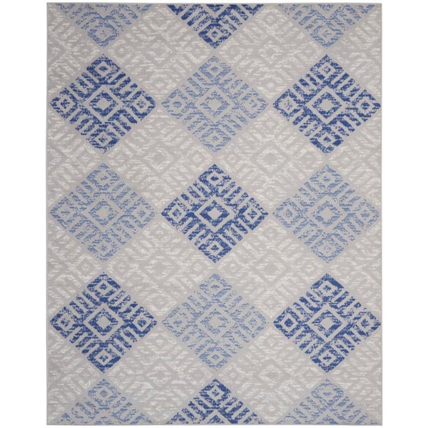 Nourison Whimsicle Grey Blue 8 ft. x 10 ft. Geometric Modern Area Rug