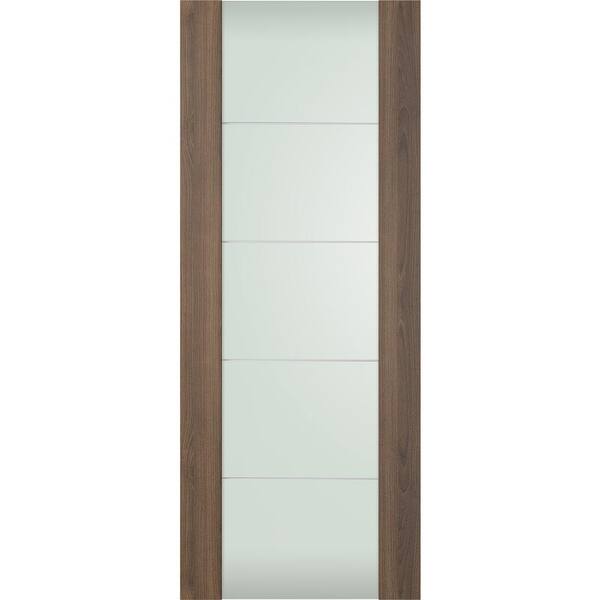 Belldinni Vona 202, 4 H 32 in. W. x 83.25 in. No Bore Full Lite Frosted Glass Pecan Nutwood Composite Wood Interior Door Slab