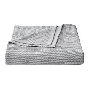 Nautica Chevron 1-Piece Grey Stripe Cotton Full/Queen Blanket