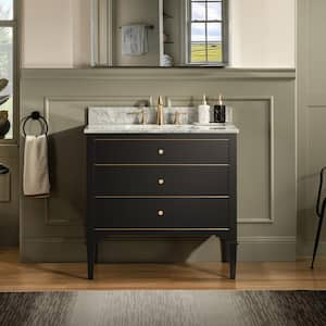 Roma 31 in. W x 22 in. D Bath Vanity in Espresso with Marble Vanity top in Carrara White with White Basin