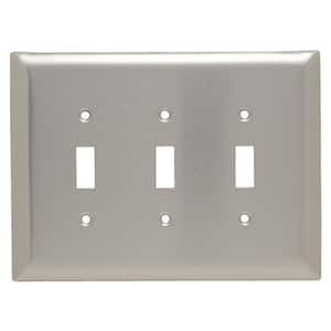 Pass & Seymour 302/304 S/S 3 Gang 3 Toggle Oversized Wall Plate, Stainless Steel (1-Pack)
