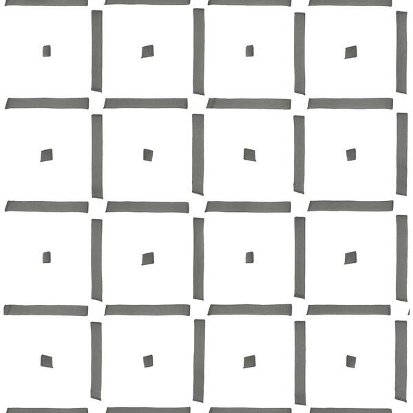 NextWall Check and Spot Argos Grey Geometric 20.5 in. x 18 ft. Peel and Stick Wallpaper