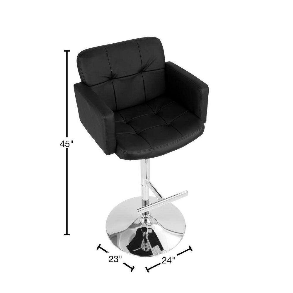 Black Adjustable Swivel Bar Stool with Chrome Base