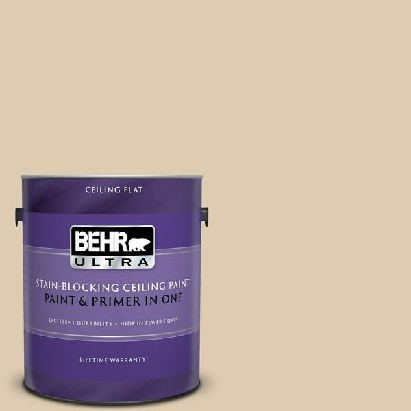 BEHR ULTRA 1 gal. #UL160-15 Bone Ceiling Flat Interior Paint and Primer in One