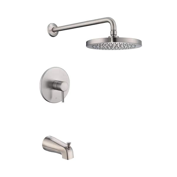 Single-Handle 1-Spray Bathtub and Shower Faucet with Valve 1.8 GPM in Brushed Nickel (Valve Included)