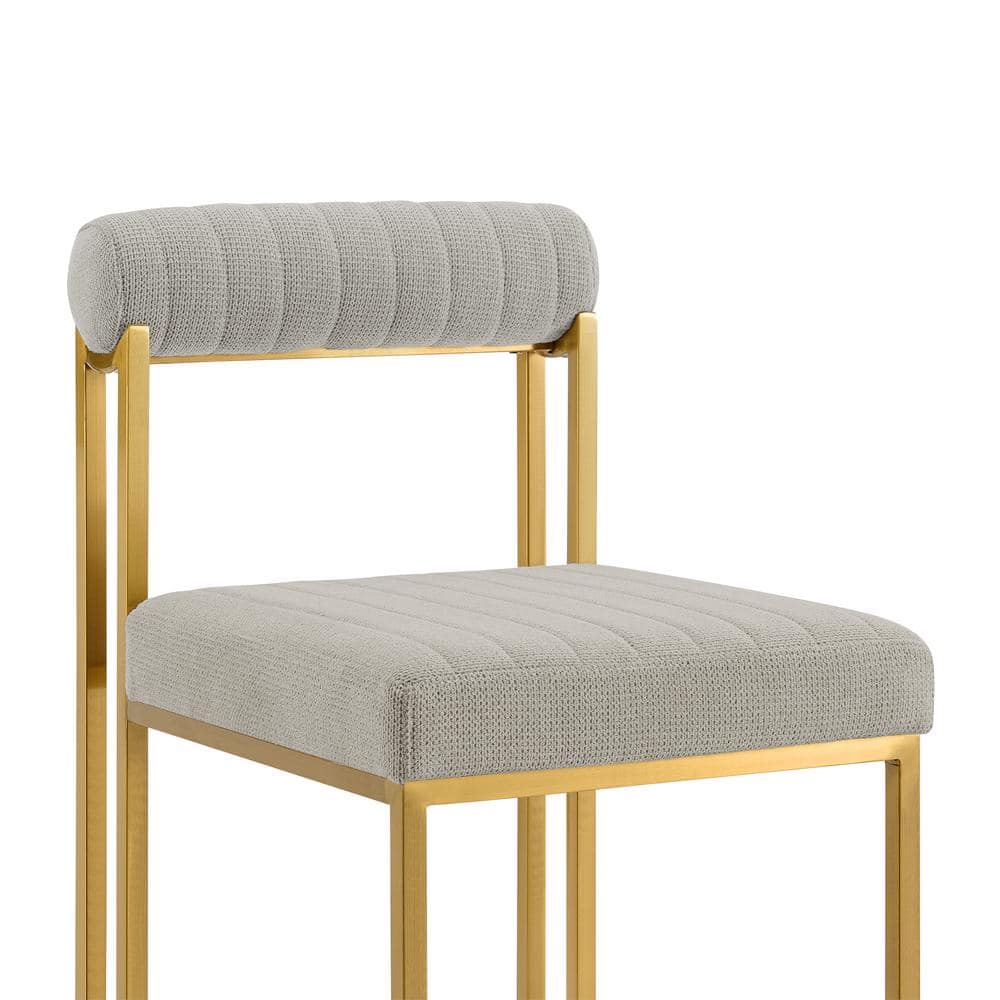 Taupe Faux Leather High Parsons Dining Chair Set with Metal Legs