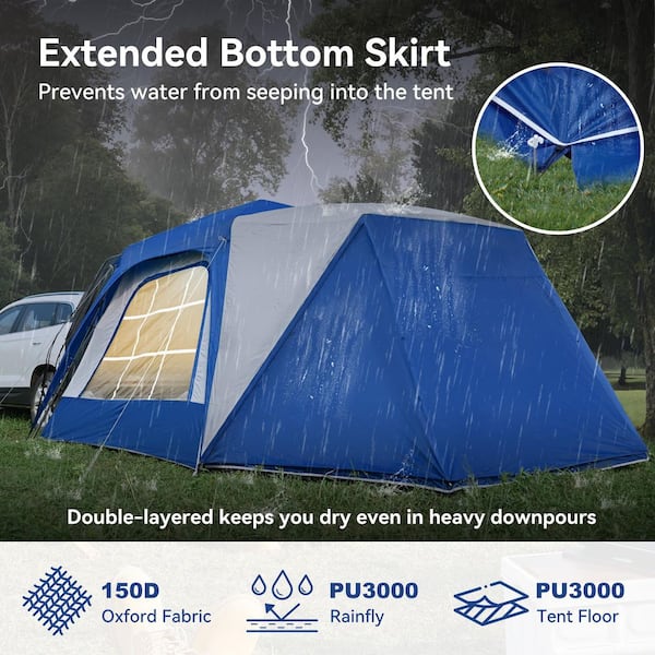 10x10ft SUV Tent For Camping (6-8 Person) With Screen Room & Awning - Pop-Up, Waterproof, Fits Most SUVs & Trucks