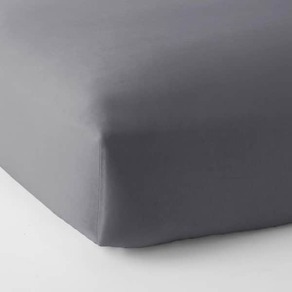 The Company Store Jersey Knit Slate Gray Solid Cotton Queen Fitted Sheet