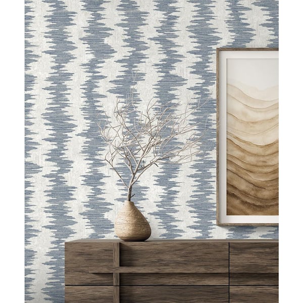 57.5 sq. ft. Blue Breeze Noctara Faux Unpasted Non-Woven Paper Wallpaper Roll