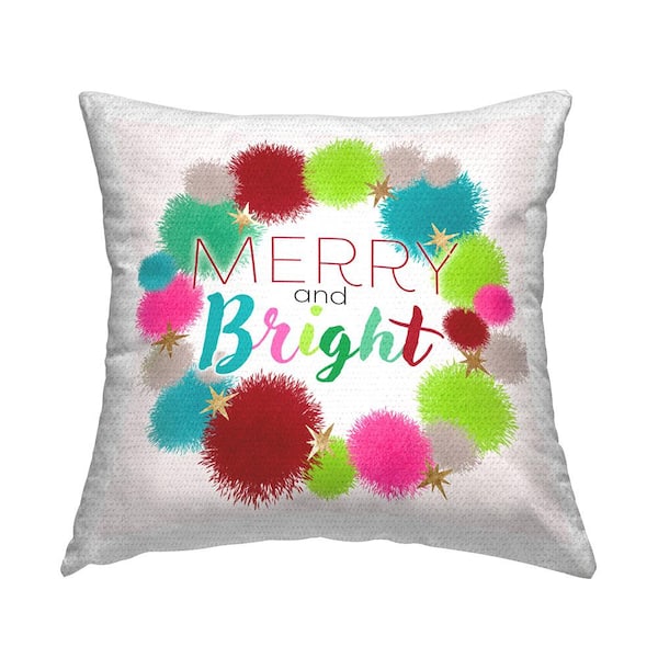 Stupell Industries Merry And Bright Fun Holiday Multi-Color Square Outdoor Throw Pillow
