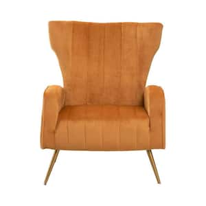 Kaleigh 27.56 in. W Mustard Yellow Velvet Sofa Chair with Metal Legs