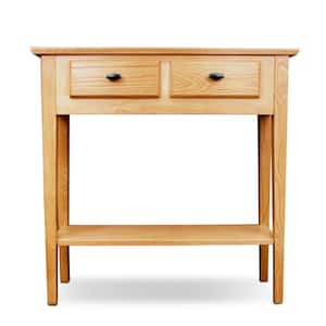 Favorite Finds 30 in. W x 11 in. D Desert Sand Hall Rectangle Wood Console Table with 2-Drawers and Shelf
