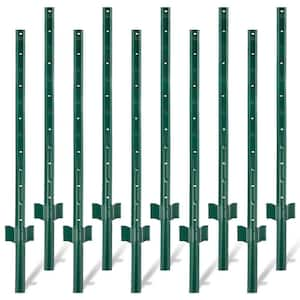 3 ft. Heavy Duty Metal Fence Posts, Steel Fence U-Post for Wire Fence Corner Anchor Poultry Farm (10-Pack)