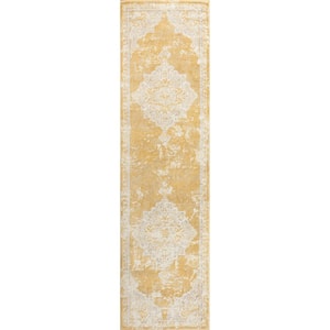 Alhambra Ornate Medallion Modern Yellow/Cream 2 ft. x 8 ft. Runner Rug