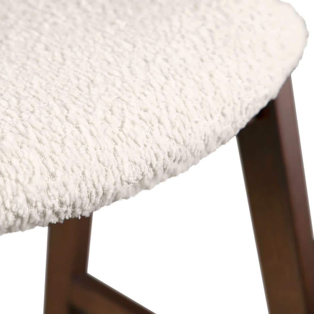 Walnut and Boucle Upholstered Mid-Century Modern Side Chair