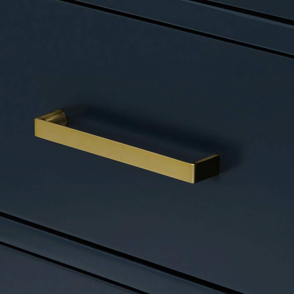 Cambridge Midnight Blue Double Freestanding Vanity Cabinet with Satin Brass Hardware