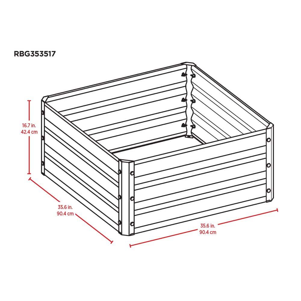 Galvanized Steel Raised Garden Bed 36x36x17