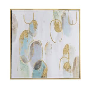 Modern Oil Painting Handcrafted Square Golden Framed Canvas Wall Art Print 39.4 in. x 39.4 in.