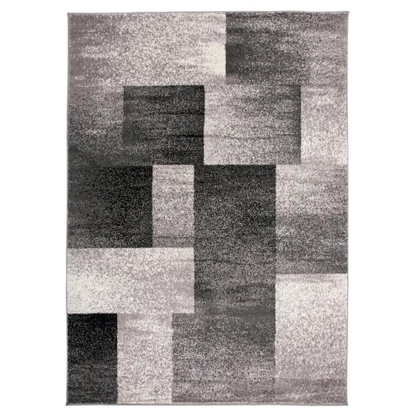World Rug Gallery Contemporary Distressed Boxes Gray 5 ft. x 7 ft. Indoor Area Rug