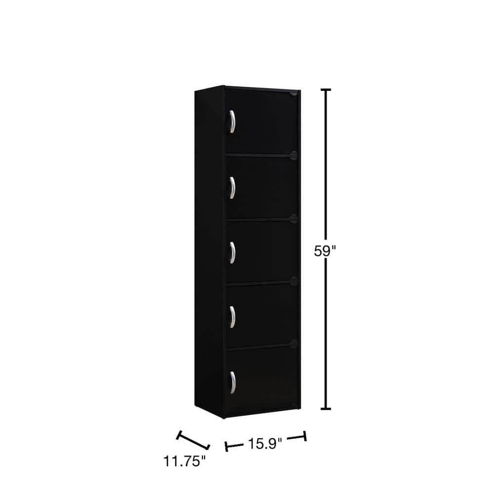 SEJCMYX Modern Black 5-Shelf Multipurpose Storage Cabinet