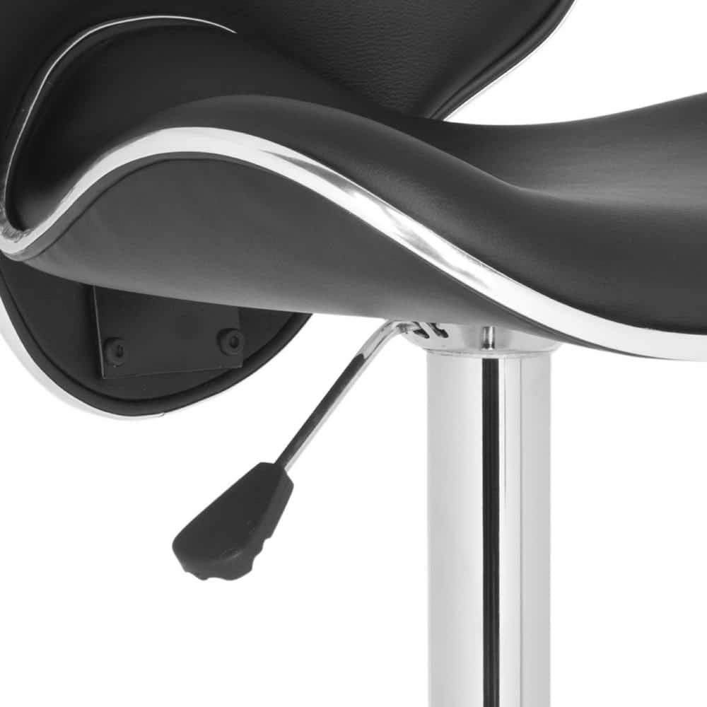 Shambi Black Adjustable Swivel Bar Stool with Chrome Base