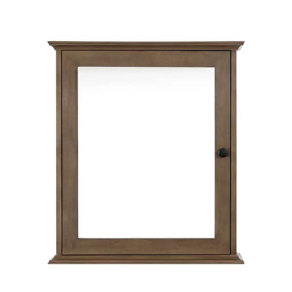 Sonoma 24 in. W x 8 in. D x 27 in. H Rectangular Surface Mount Almond Latte Medicine Cabinet with Mirror