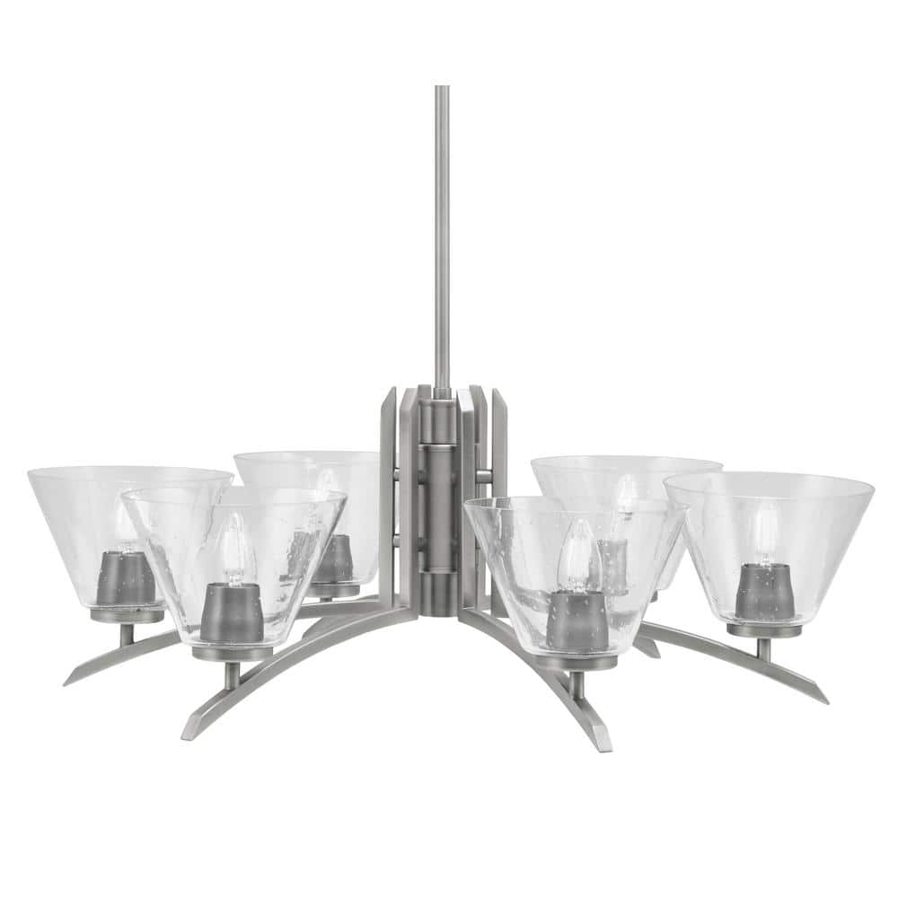 Siena 28 in. 6 Light Graphite Chandelier with Clear Bubble Glass Shades