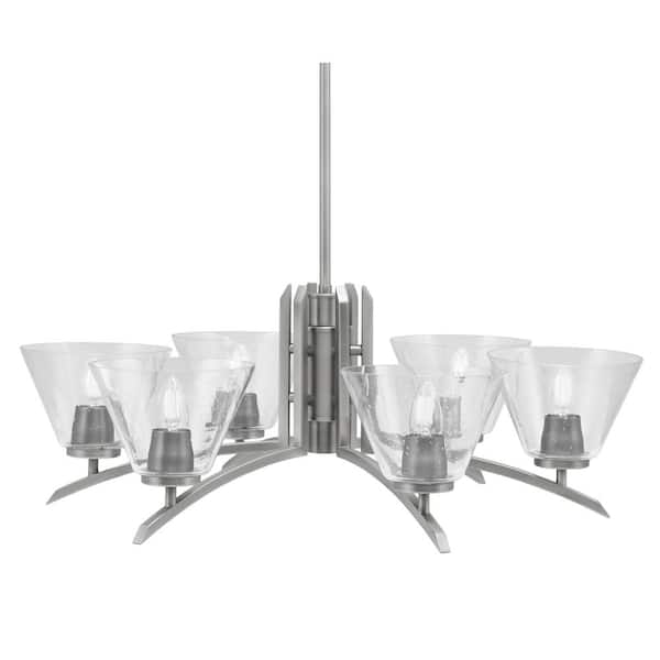 Unbranded Siena 28 in. 6 Light Graphite Chandelier with Clear Bubble Glass Shades