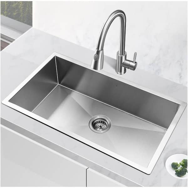 Maincraft 32 in. Farmhouse/Apron-Front Single Bowl 18-Gauge Brushed Nickel Stainless Steel Kitchen Sink