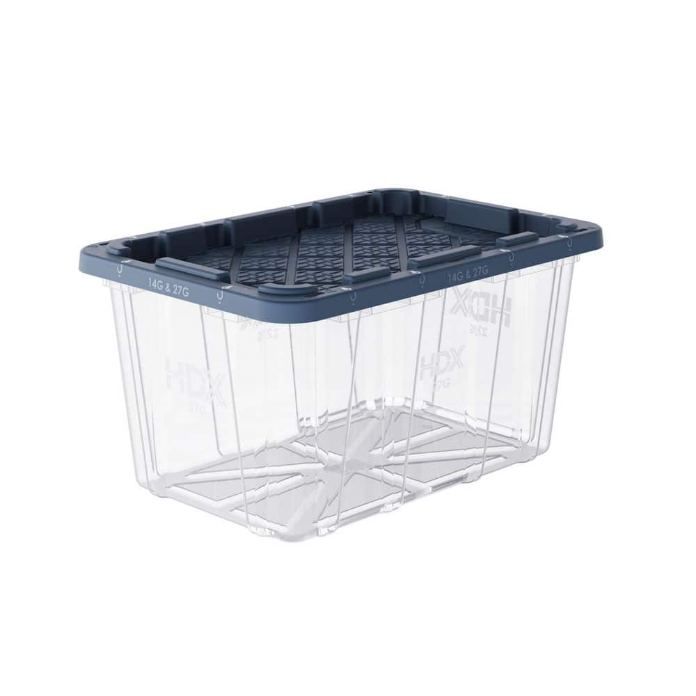 HDX 27 Gal. Tough Storage Tote in Clear with Moonlit Ocean Lid 999