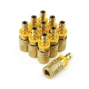 Extreme Performance 1/4 in. x 3/8 in. Brass Push-On Hose Barb Industrial M-Style 6-Ball Coupler (10-Pack)